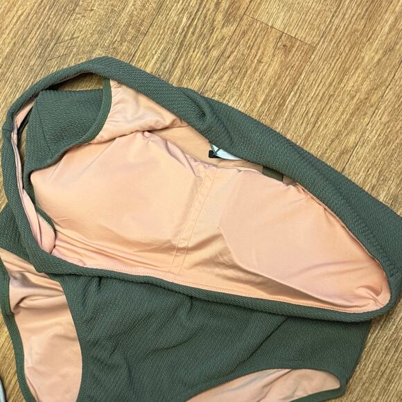 J. Crew Green Textured One-Shoulder One-Piece Size 22 - Picture 6 of 11